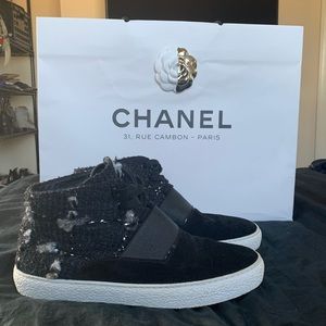 Chanel Suede and Tweed Sneakers